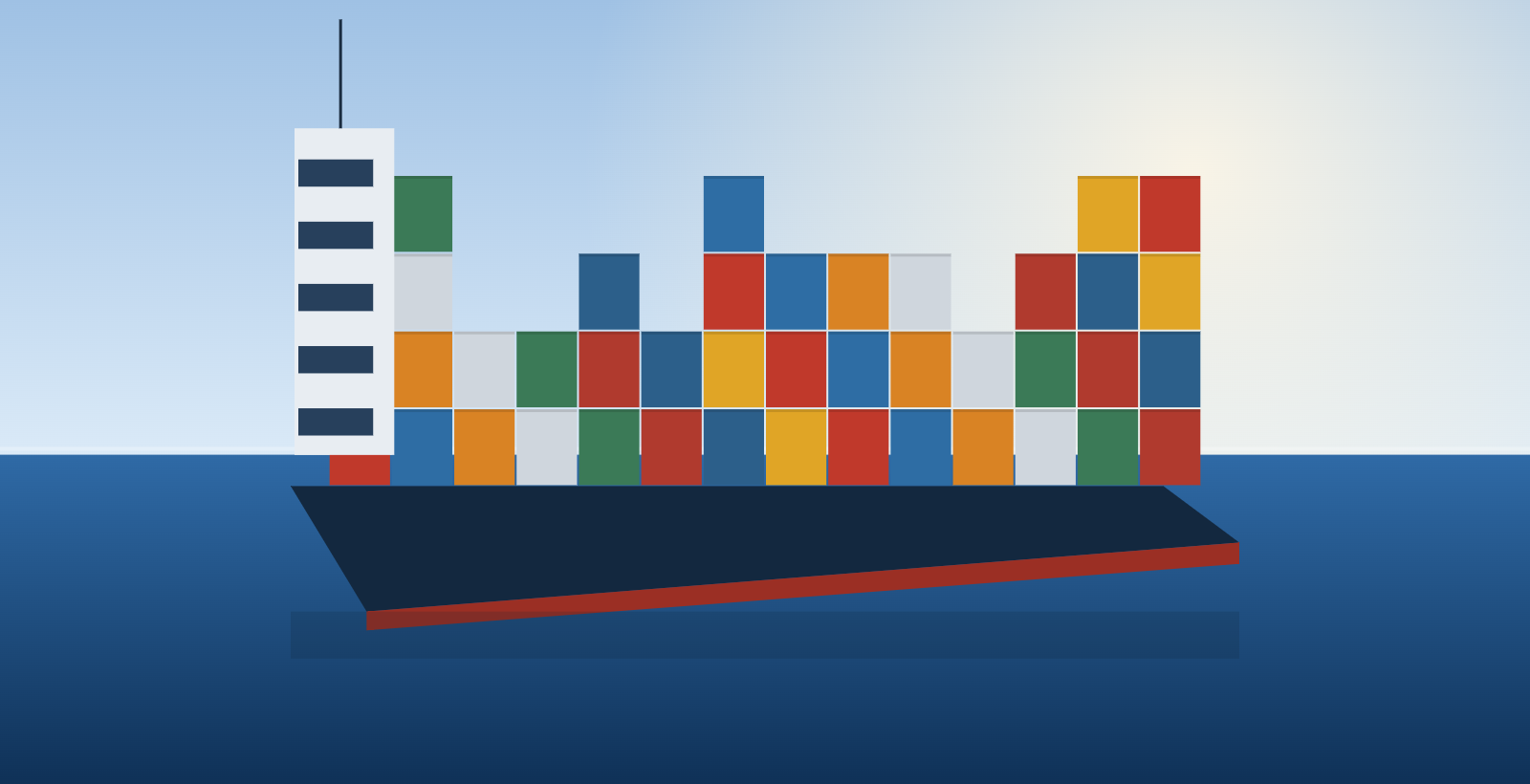 Container ship at sea